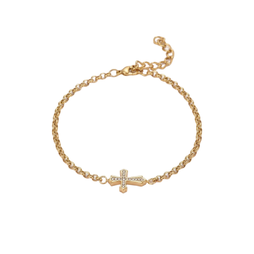 Stainless Steel Silver Cross Bracelet