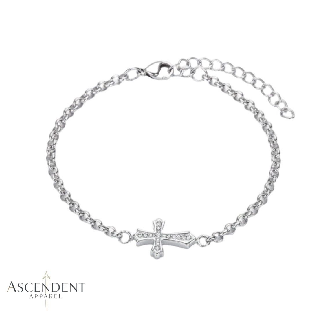 Stainless Steel Silver Cross Bracelet